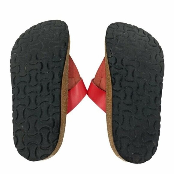 Uriel T-Strap Soft Footbed Sandals Red Leather 7 - Picture 5 of 9